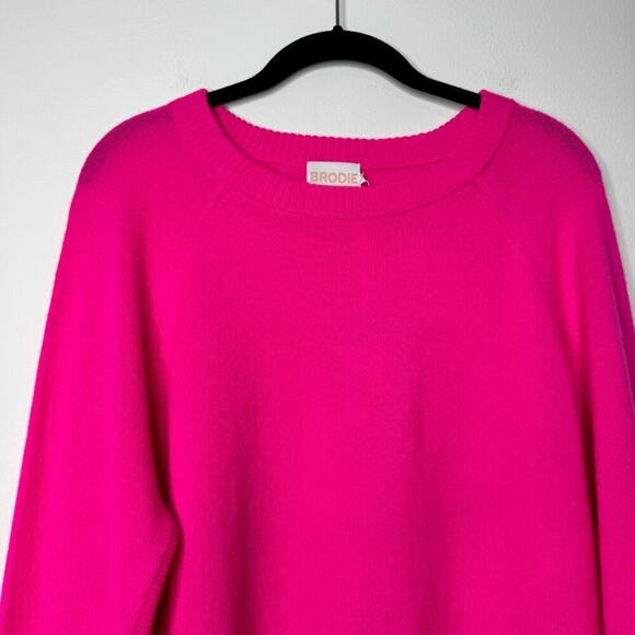 Brodie Cashmere Paloma Sweater in Neon Pink Crewneck Size XL - Picture 4 of 11